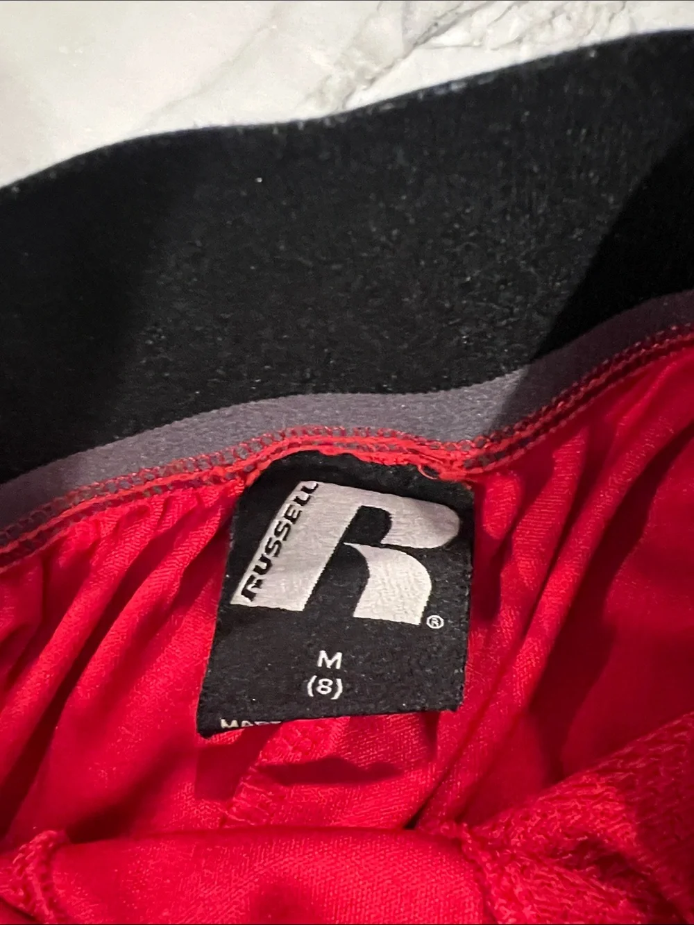 Russell Athletic Red with Black Side Panel Boy’s Athletic Shorts